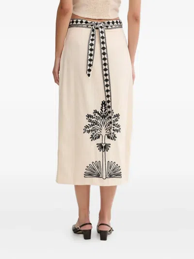 Hoss Intropia Embroidered-tree Midi Skirt In Neutral