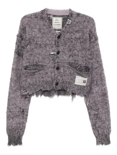 Miharayasuhiro Purple Mohair Knit Cardigan In Gray