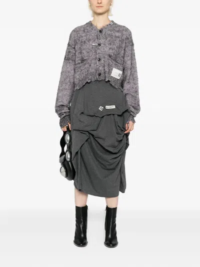 Miharayasuhiro Purple Mohair Knit Cardigan In Gray