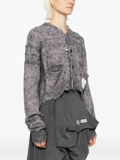 Miharayasuhiro Purple Mohair Knit Cardigan In Gray