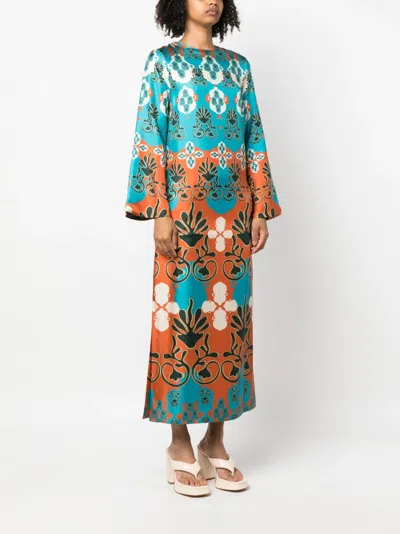 Paula Patterned-jacquard Midi Dress In Multi