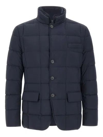 Fay Double-front Quilted Jacket With Water-repellent Finish In Blue