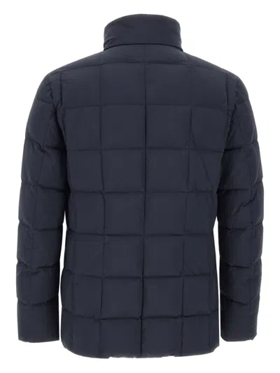 Fay Double-front Quilted Jacket With Water-repellent Finish In Blue
