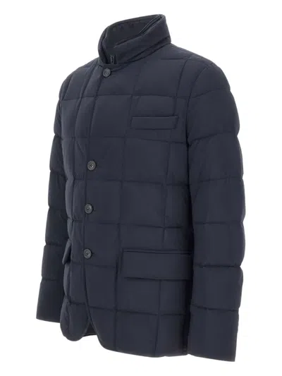 Fay Double-front Quilted Jacket With Water-repellent Finish In Blue