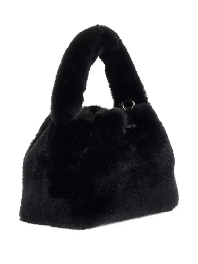 Guess Girls Faux Fur Shoulder Bag In Black