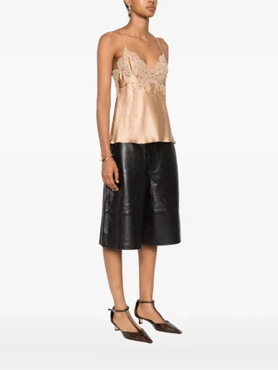 Ermanno Scervino Sleeved Top With Lace And Satin In Neutral