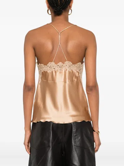 Ermanno Scervino Sleeved Top With Lace And Satin In Neutral