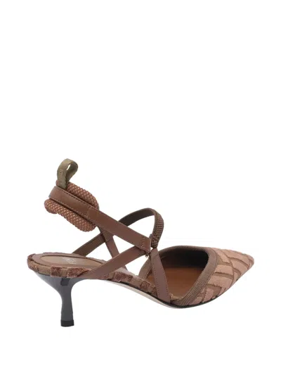 Fendi Women 'colibrì Lite' Brown Mule With Ff Motif And Padded Back Strap In Velvet And Leather Woma In Brown