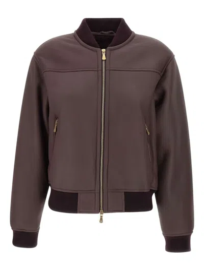 拉链皮质飞行员夹克