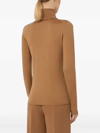 Max Mara Saluto Virgin Wool Turtleneck Sweater In Brown