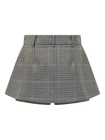 Des_phemmes Houndstooth-pattern Tailored Skort In Gray