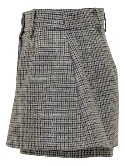 Des_phemmes Houndstooth-pattern Tailored Skort In Gray