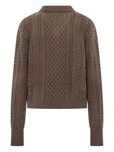 Des_phemmes Des Phemmes Chic Pullover With Innovative Design In Brown