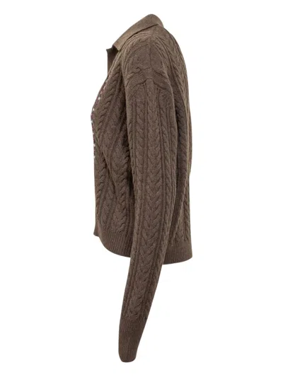 Des_phemmes Des Phemmes Chic Pullover With Innovative Design In Brown