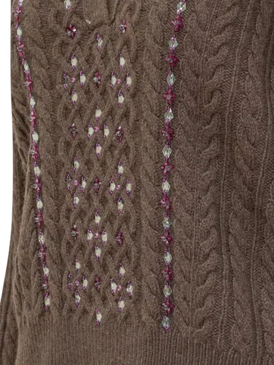 Des_phemmes Des Phemmes Chic Pullover With Innovative Design In Brown