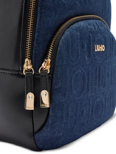 LOGO压纹牛仔双肩包