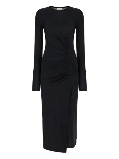 Isabel Marant Étoile Black Draped Jersey Jelina Long Dress