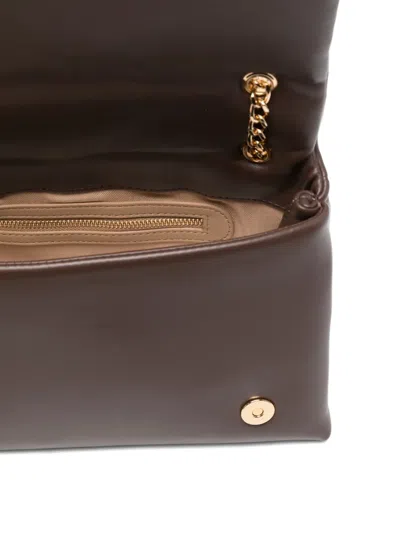 Love Moschino Quilted Shoulder Bag With Gold-tone Logo Plaque In Brown