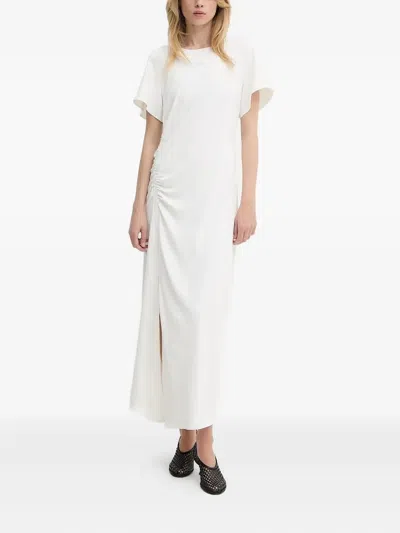 Samsoe & Samsoe Ruched Midi Dress In White
