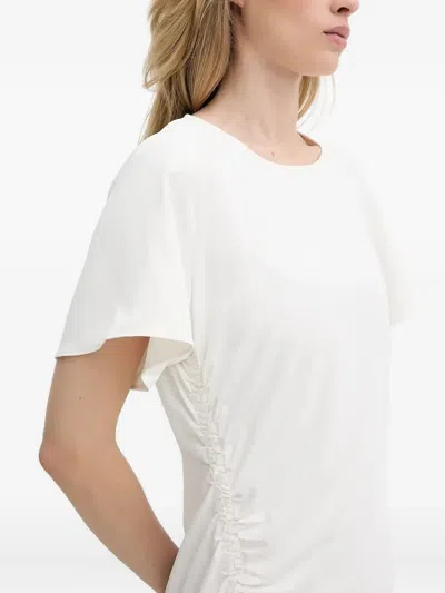 Samsoe & Samsoe Ruched Midi Dress In White