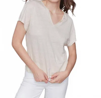 Charlie B Foil Print Linen Blend Dolman Top In Champagne In White