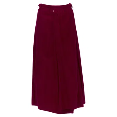 Comme Des Garçons Comme Des Garcons Boiled Wool Diagonal Pleat Draped Midi Skirt In Red