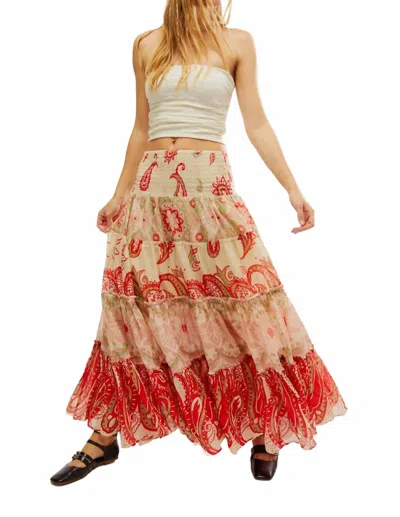 Free People Super Thrills Maxi Skirt In Sage Coral Combo In Multi