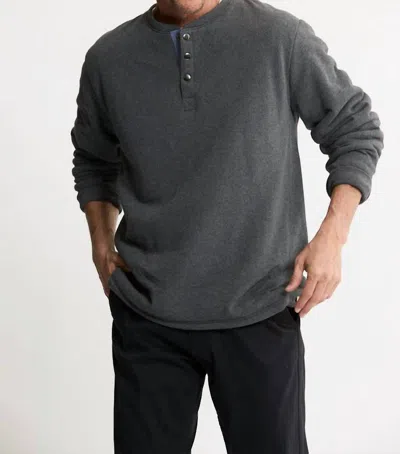 Jachs New York Union Sherpa Lined Recycled Jacquard Henley Sweater In Grey In Gray