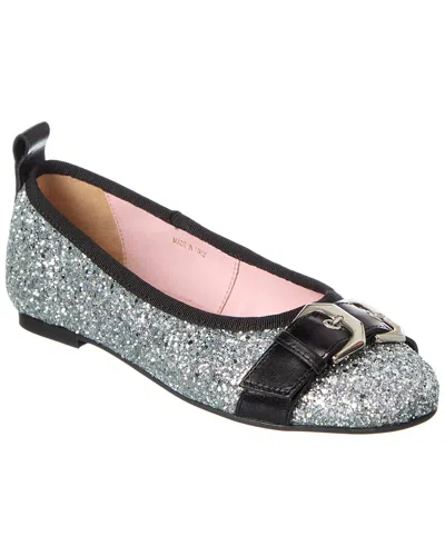 Scotch & Soda Mira Glitter & Leather Ballet Flat In Silver