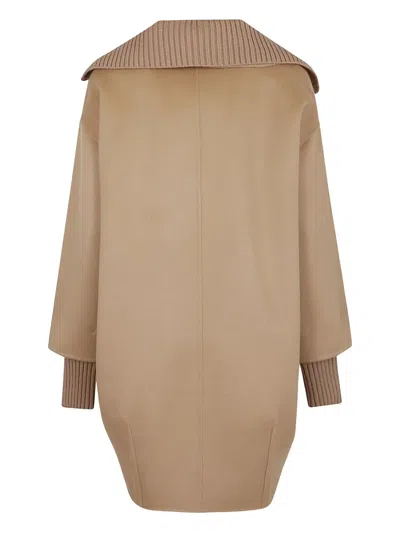 P.a.r.o.s.h Parosh Nude Wool Cape With Double-breasted Front In Neutral