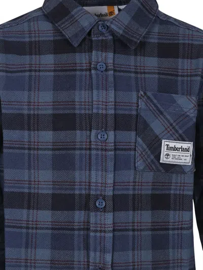 Timberland Logo-appliqué Check-pattern Shirt In Blue