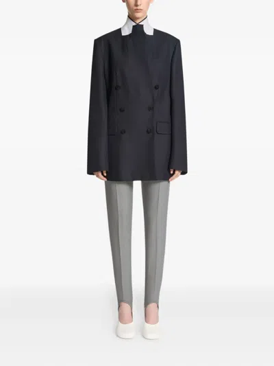 Dries Van Noten Longline Jacket With Shawl Lapel And Buttons In Blue