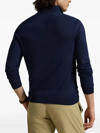 Polo Ralph Lauren Mens Blue Embroidered-logo Long-sleeve Cotton-jersey Sweatshirt Xxl In Blue