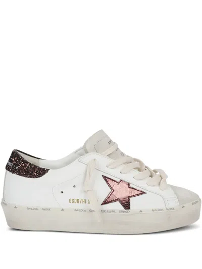 Golden Goose Starry Sneakers With Glitter Heel Tab In White