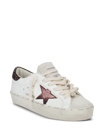 Golden Goose Starry Sneakers With Glitter Heel Tab In White