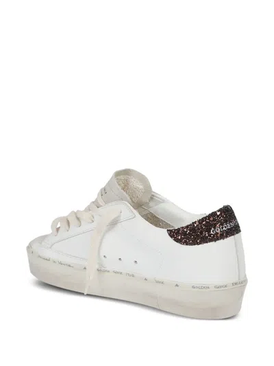 Golden Goose Starry Sneakers With Glitter Heel Tab In White