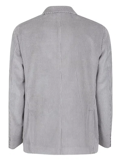 Eleventy Fitted Blazer With Back Vent And Drawstring Waist In Gray