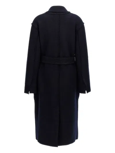 Max Mara Manuela Camel Sable Long Robe Coat In Blue