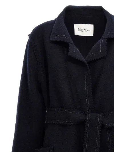 Max Mara Manuela Camel Sable Long Robe Coat In Blue
