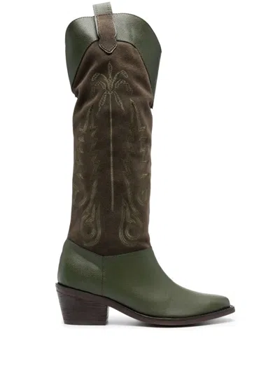 Johanna Ortiz Edge Of The World Western Suede Boots In Green