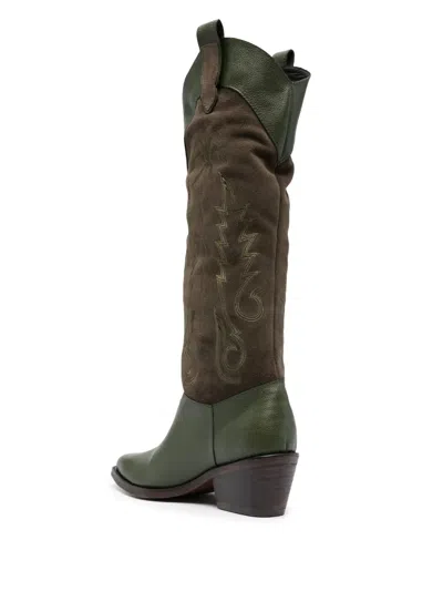 Johanna Ortiz Edge Of The World Western Suede Boots In Green