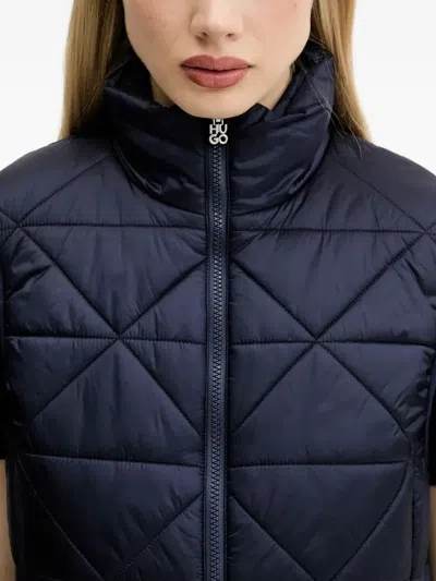 Hugo Boss Quilted Diamond-pattern Vest In Blue