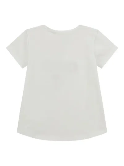 Guess Triangle-logo Sequin-embellishment T-shirt In White