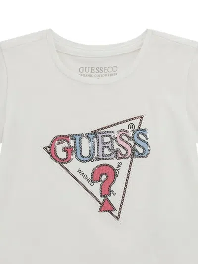 Guess Triangle-logo Sequin-embellishment T-shirt In White