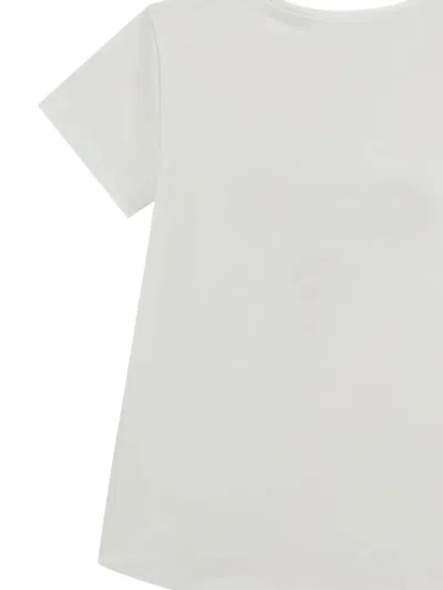 Guess Triangle-logo Sequin-embellishment T-shirt In White