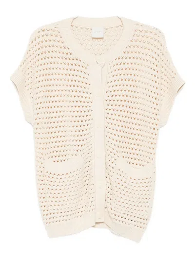 Varley Sidra Oversized Pointelle-knit Cardigan Sweater Vest In White