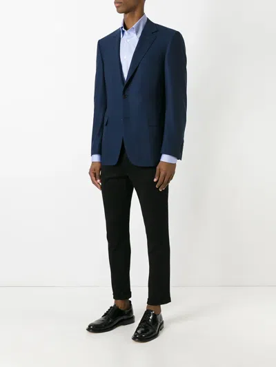 Canali Two Button Blazer In Blue
