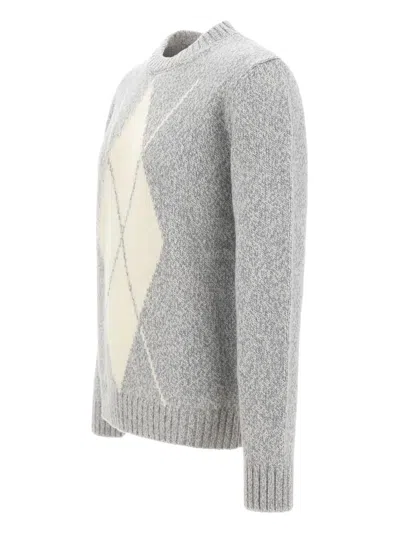 Eleventy Geometric-pattern Wool Sweater In Gray