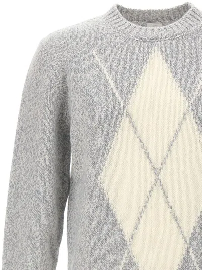 Eleventy Geometric-pattern Wool Sweater In Gray