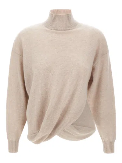 Marella Stand Collar Sweater In White